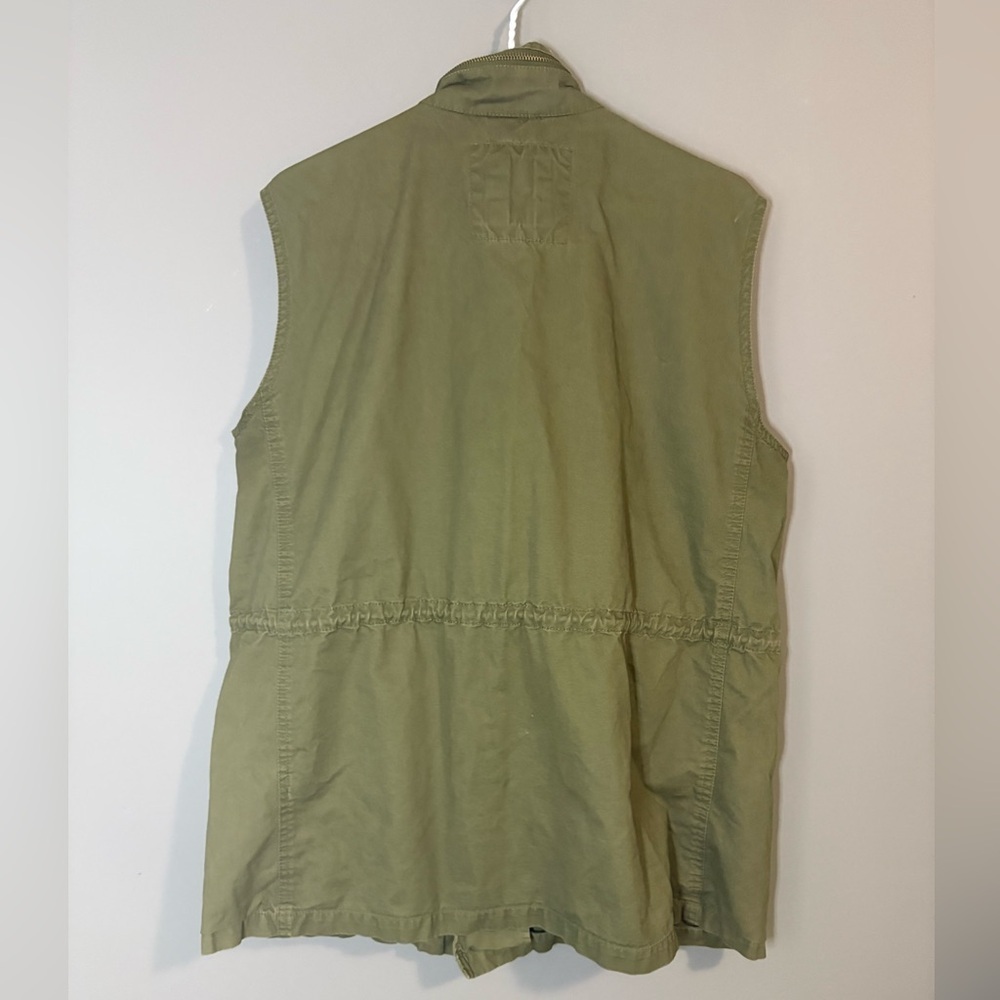 Bluenotes size large Khaki Green Army Utility Vest, zipper front, multi pockets - Picture 9 of 9